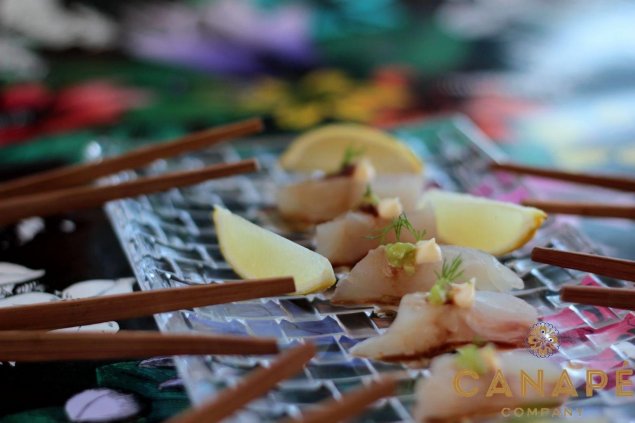 Raw fish canape sashimi